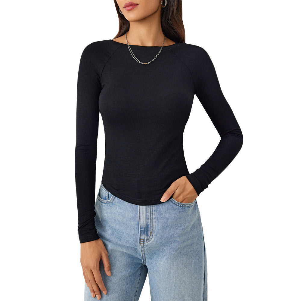 Casual Slim High Elastic Knitted Long-Sleeved Tops Wholesale Womens Clothing N3824072000228