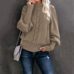 Solid Color Loose Long Sleeve Knit Half Turtleneck Sweater Wholesale Womens Tops