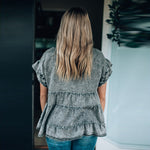 Denim Short Sleeve Pullover Round Neck Ruffle T-Shirt Wholesale Women'S Top