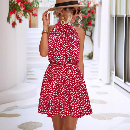 Strapless Halter Neck Strappy Heart Print Dresses Wholesale Womens Clothing N3824050700094