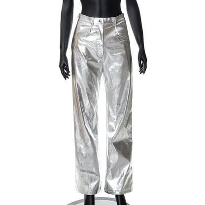 Fashion High-Waisted PU Leather Pants Female Candy-Colored Pants Wholesale Womens Clothing