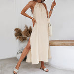 Backless Seaside Resort Halterneck Maxi Dresses Wholesale Womens Clothing N3824052000069