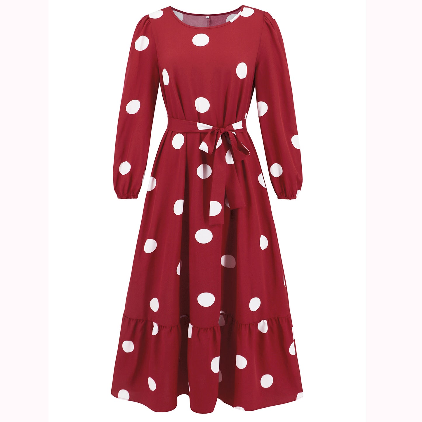 Polka Dot Slim Long Sleeve Maxi Dresses Spring Fall Wholesale Womens Clothing N3824072000242