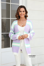 Fashion Long Sleeve Color Clash Twist Cardigan Sweater Jacket Wholesale Womens Clothing
