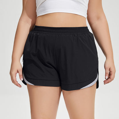 Wholesale Plus Size Womens Clothing High Waist Anti-Slip Pocket Sports Shorts