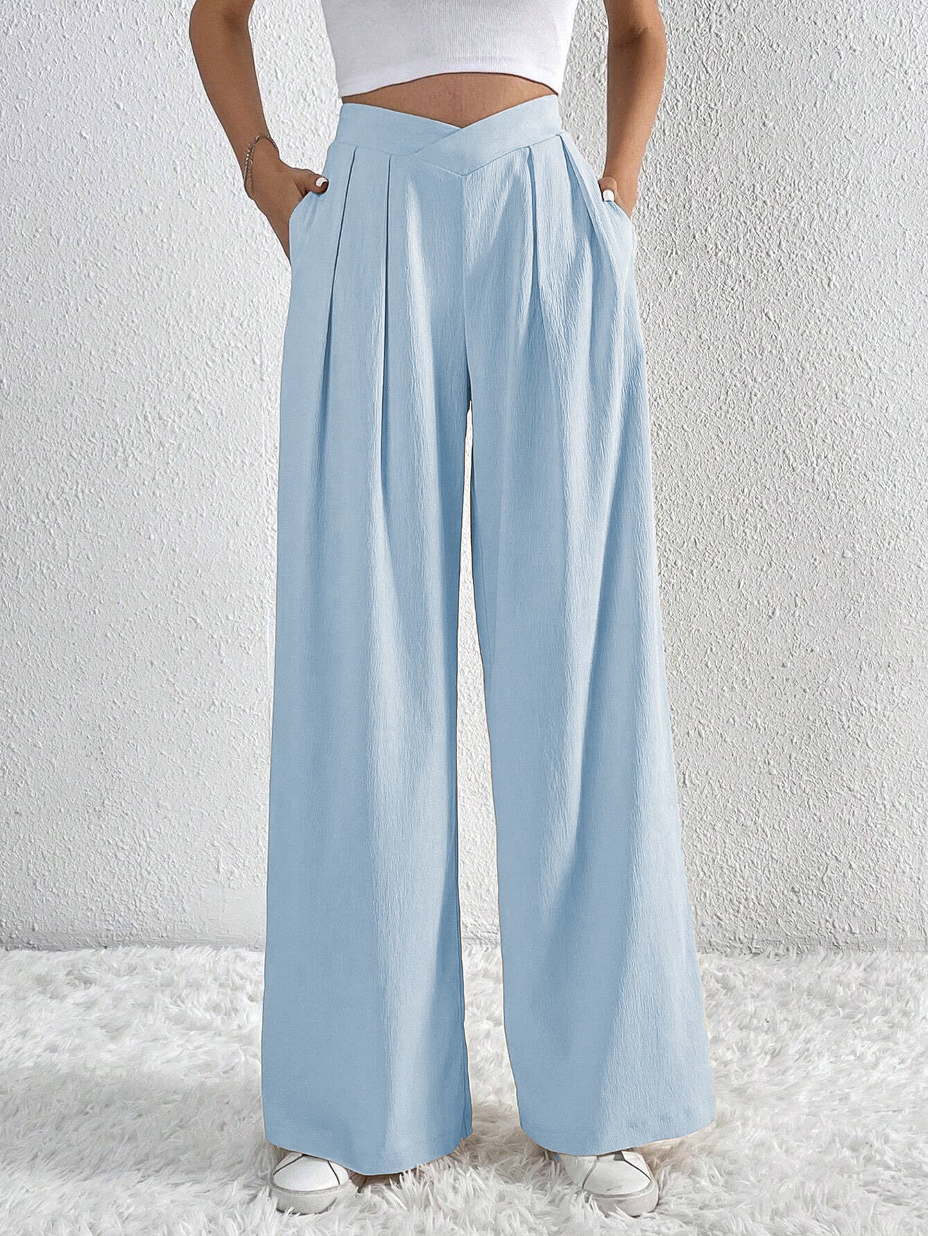 Pleated Casual Wide Leg Pants Loose Pants Wholesale Womens Clothing N3824052000071