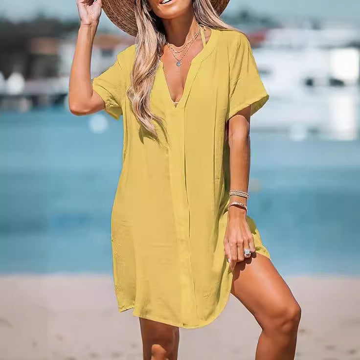 Casual Loose Dresses Seaside Vacation Coverups Beach Dresses Wholesale Womens Clothing N3824081300003