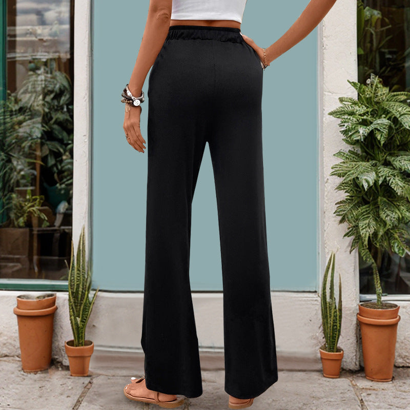 Summer High Waist Straight Black Casual Pants Wholesale Womens Clothing N3824050700005