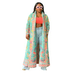 Pleated Printed Windbreaker Jacket Wholesale Plus Size Womens Clothing N3823103000101