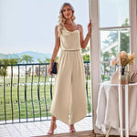 Solid Color Suspender Waist Wide Leg Jumpsuit Wholesale Womens Clothing N3824041600058