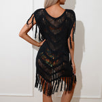 Hollow Beach Cover Up Hand Crochet Tassel Knit Dresses Wholesale Womens Clothing N3824052500016