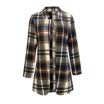 Casual Plaid Jacket Fall Winter Cardigan Wholesale Womens Clothing N3824080300071