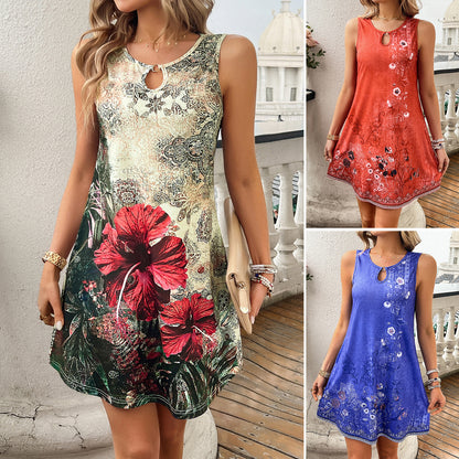 Casual Holiday Sleeveless Ethnic Print Dresses Wholesale Womens Clothing N3824042900037