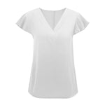 Solid Color V-Neck Short-Sleeved Slim Fit Tops Wholesale Womens Clothing N3824041600041