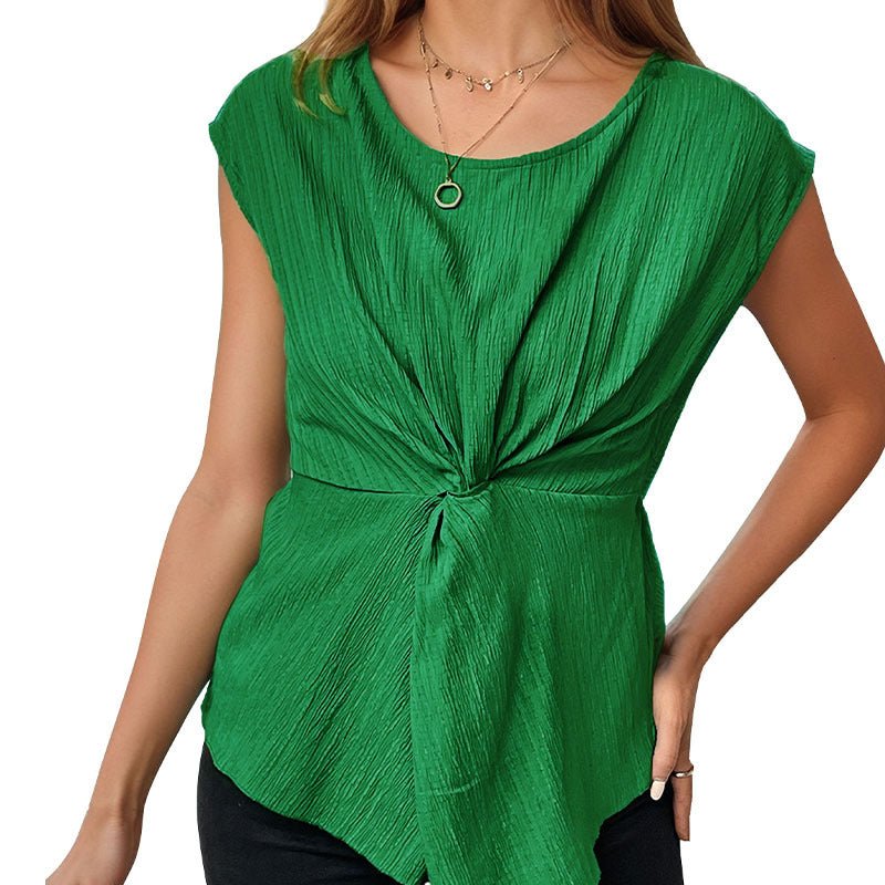 Twisted Solid Color Textured Shirts Wholesale Womens Clothing N3824050700024