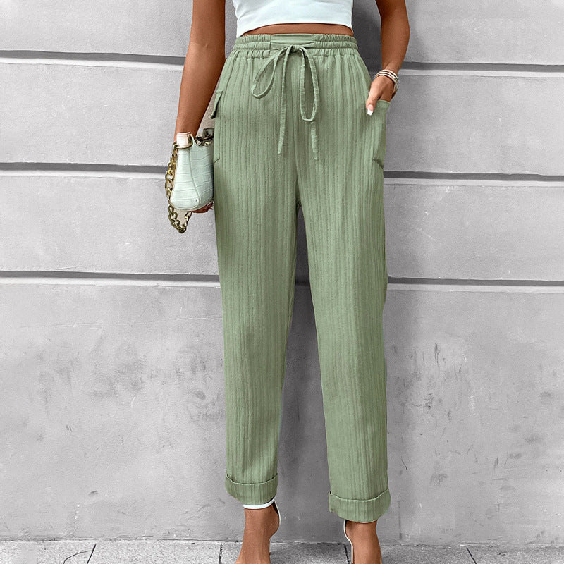 Solid Color Pleated Straight Leg High Waisted Pants Wholesale Womens Clothing N3824080900016