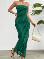 Solid Color Ruffled Slim Fit Sheath Dresses Wholesale Womens Clothing N3824042900033