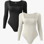 Long Sleeve Square Neck Sexy One-piece Bodysuits Wholesale Womens Clothing N3823112200038