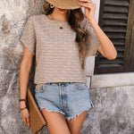 Solid Color Bat Sleeve Summer T-shirts Wholesale Womens Tops N3824022600078