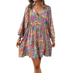 Casual Resort Floral Print V-Neck Long Sleeve Dresses Wholesale Womens Clothing N3824040100124