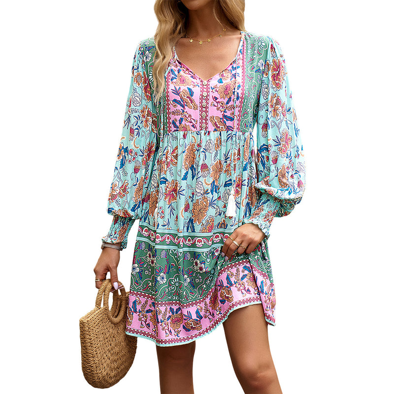 Floral Casual Long Sleeve Midi Dress Wholesale Womens Clothing N3824022600022
