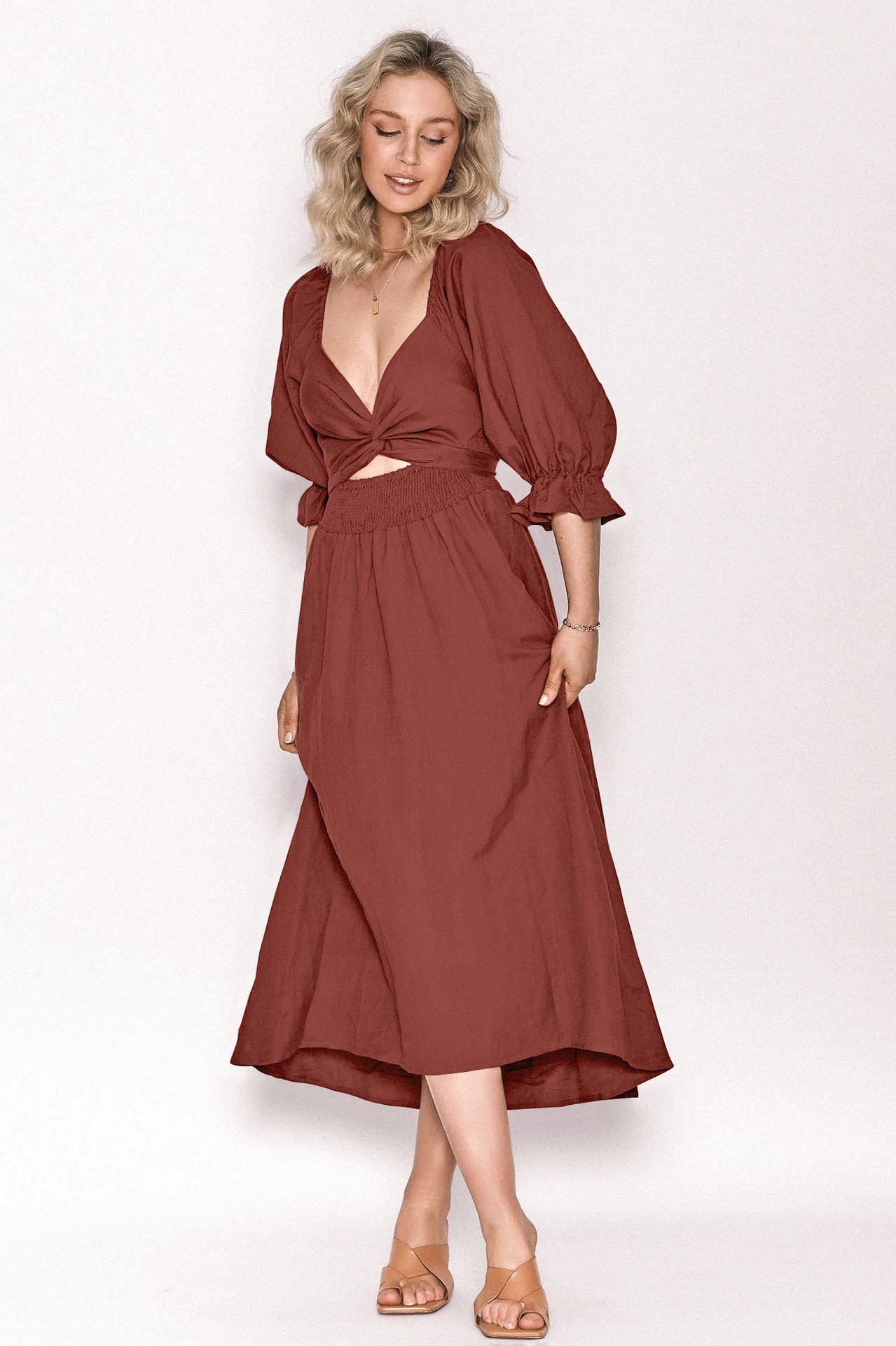 Niche Lantern Sleeve Three Quarter Sleeve Dress Wholesale Dresses