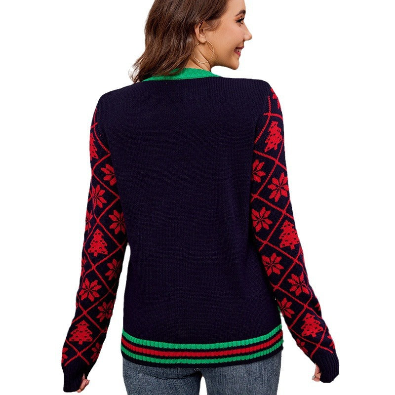 Sequined Embroidery Christmas Sweater Long Sleeve Knitted Wholesale Womens Clothing N3824072900047