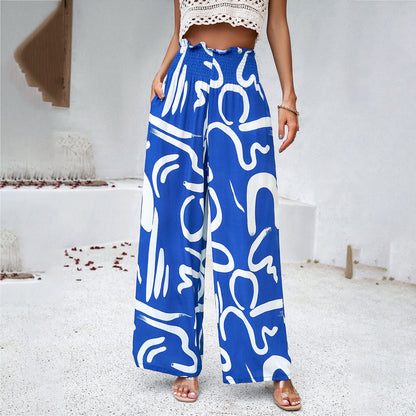 Women's Elegant Printed Loose Straight Pants Wholesale Womens Clothing N3823122900111