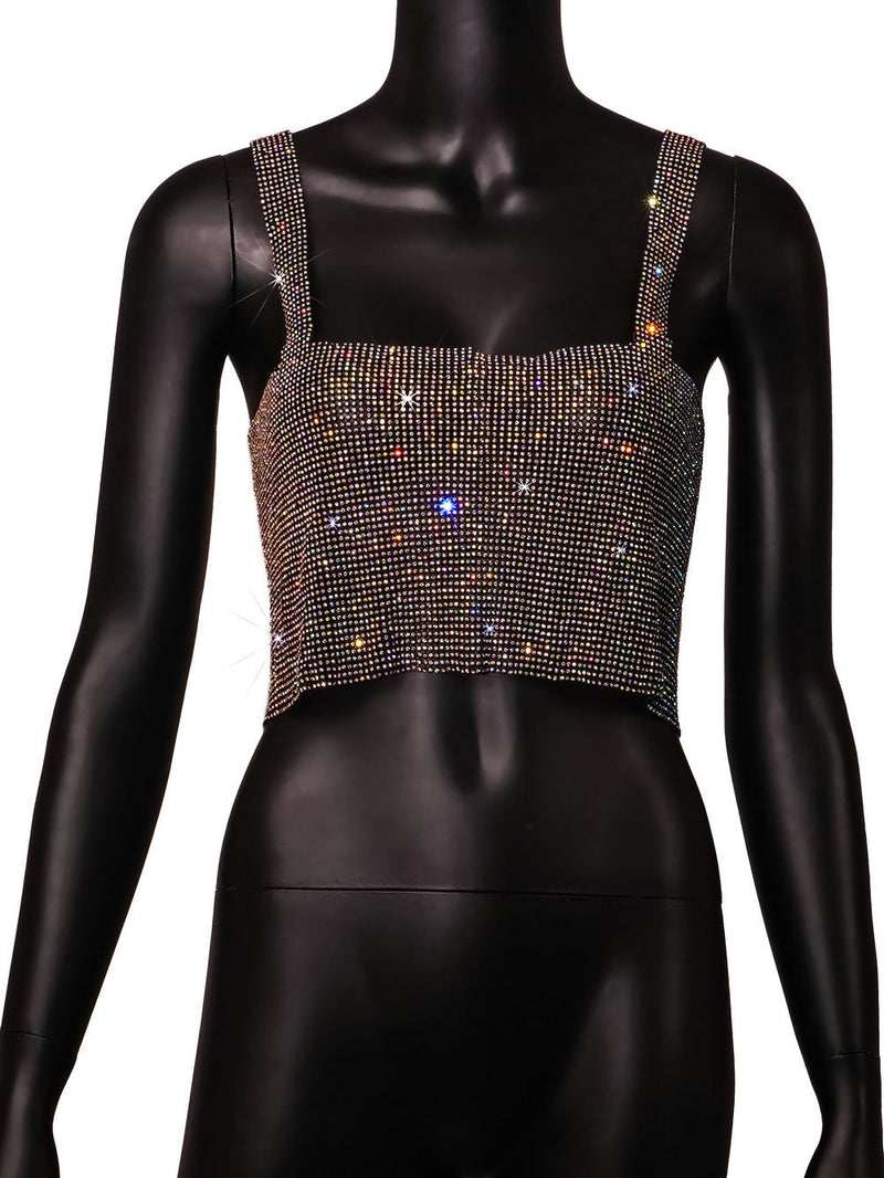 Nightclub Metallic Pieces With Diamonds Lacing Chain Suspenders Bralette Sequin Tops Wholesale Womens Tops