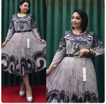 Long Sleeve Pleated Dress Graphic Print Wholesale Plus Size Casual Dresses N3823102000151