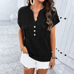 Women's Casual V-Neck Button-Down Shirt Wholesale Womens Clothing N3823122900134