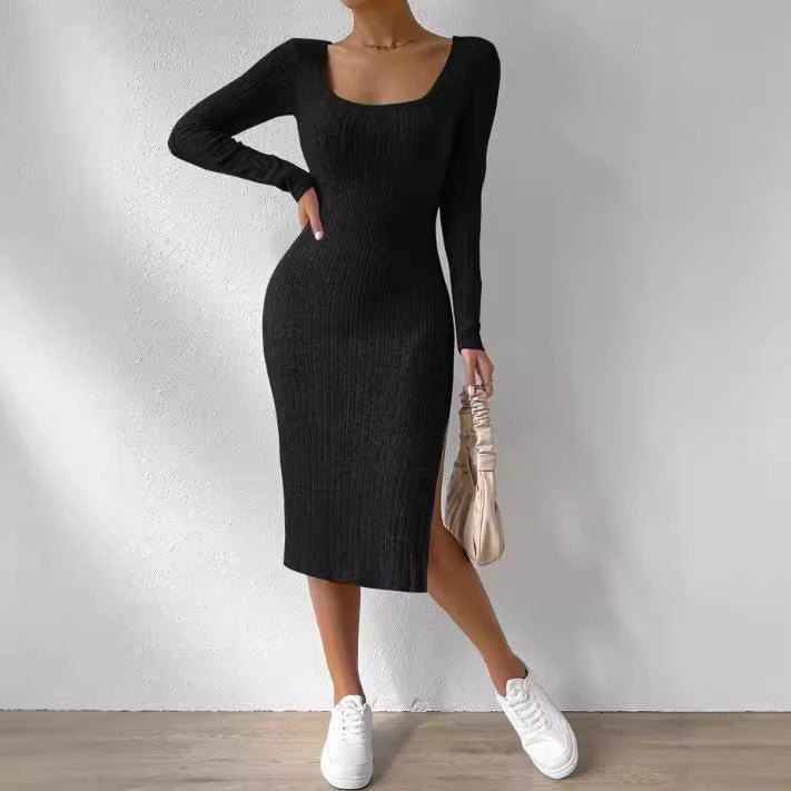 Sexy Knit Dress Fashion Split Wholesale Plus Size Dresses N3824091200006