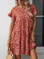 Women's Leopard Print Floral Round Neck Casual Loose Dress Wholesale Womens Clothing N3824010500018