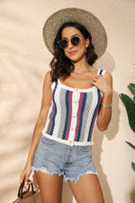 Casual Patchwork Collision Color Knitted Camisole Top Wholesale Womens Tops