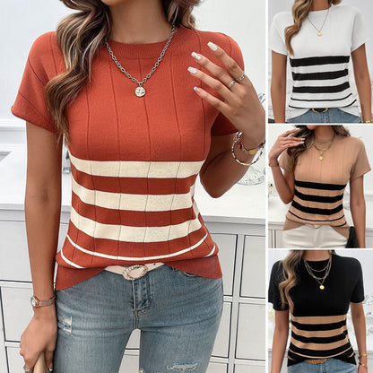 Contrast Slim Striped Sweater Wholesale Womens Clothing N3824060600053