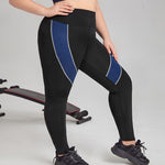 Wholesale Plus Size Womens Clothing Nude High Waist Contrast Color Sports Leggings