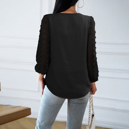 Long Sleeve Blouses V Neck Shirts Wholesale Womens Clothing N3824110900015