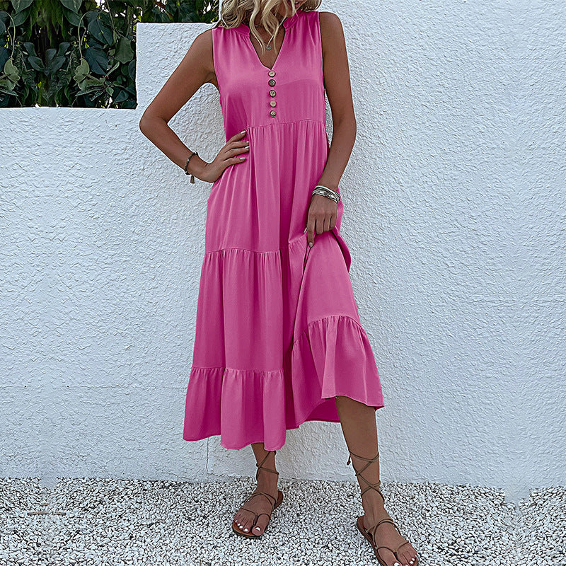 Sleeveless Tank Maxi Dresses Loose Casual Solid Color Dresses Wholesale Womens Clothing N3824050700031