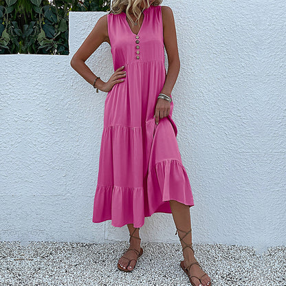 Sleeveless Tank Maxi Dresses Loose Casual Solid Color Dresses Wholesale Womens Clothing N3824050700031