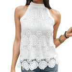 Stylish Solid Color Lace Halter Tops Wholesale Womens Clothing N3824050700016