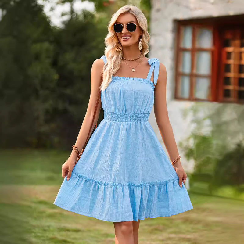 Off-Shoulder Ruffled Sling Dresses Wholesale Womens Clothing N3824050700051