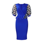 Mesh Bubble Sleeve V-Neck Wrap Dresses Wholesale Womens Clothing N3824061200026