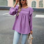 Round Neck All-Match Solid Color Casual Long-Sleeved Top Wholesale Women'S Top