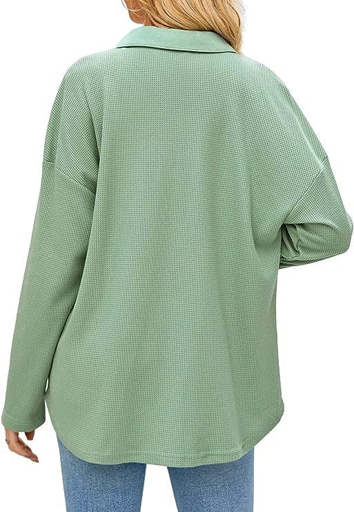 Casual Dolman Sleeve Jacket Waffle Knit Pocket Shirt Wholesale Womens Clothing N3823100900019
