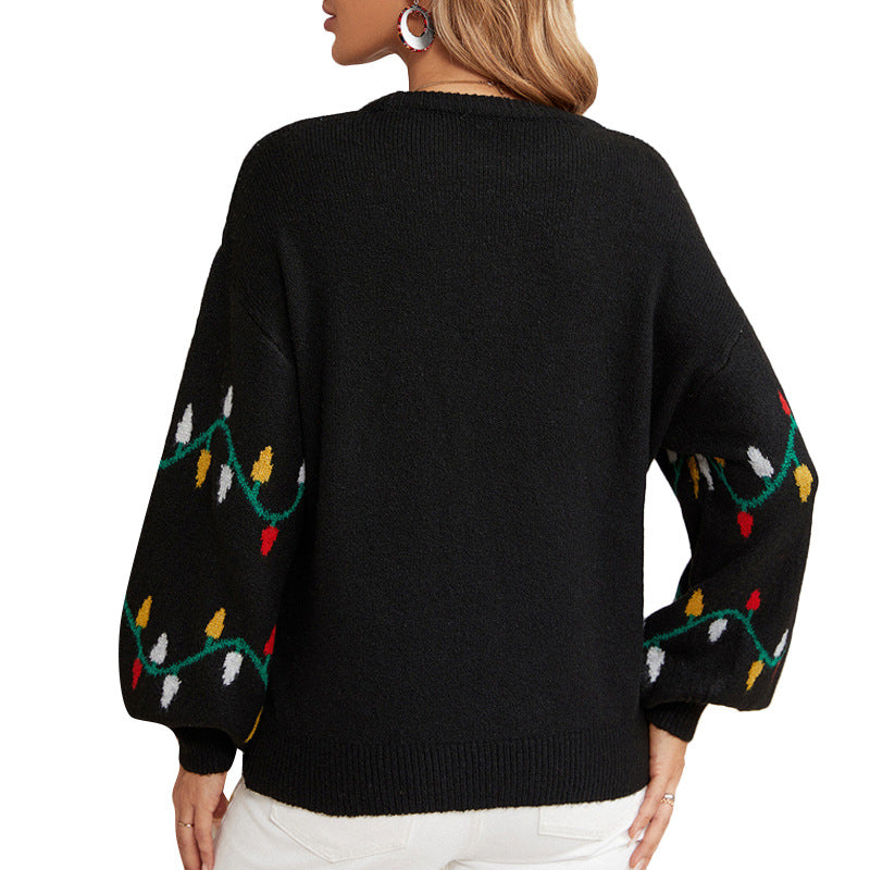 Colorful Lights Christmas Sweater Pullover Loose Knitted Wholesale Womens Clothing N3823110200029