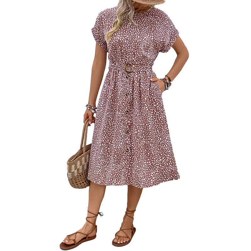 Retro Women's Round Neck Floral Dresses Wholesale Womens Clothing N3824022600085