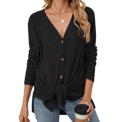 Solid Color Long Sleeve Button Cardigan Knitted Brushed Sweaters Fall Wholesale Womens Clothing N3824072900056