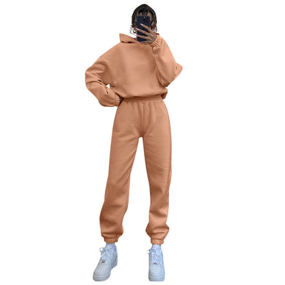 Solid Color Hooded Long Sleeve Sweatshirt Pants Women's Casual Suit Wholesale Womens Clothing N3823103000013