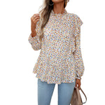 Fashion Round Neck Long Sleeve Floral Top Wholesale Womens Tops