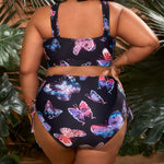 Wholesale Plus Size Womens Clothing Cross Sleeveless High Waist Print One Piece Swimsuit